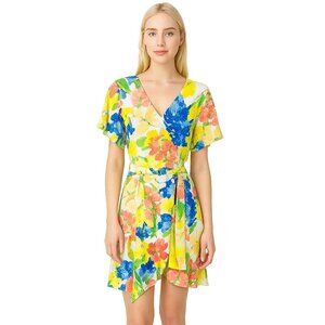 NWT White House Black Market Flutter Sleeve Dress Summer Bloom Ecru 2